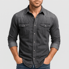 Peter | Herren Klassisches Jeanshemd in Grau