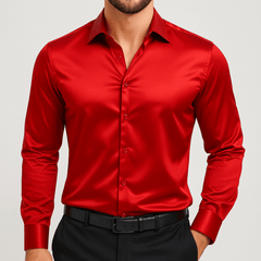 Gregory | Herren Slim Fit Business Stretchhemd in Rot