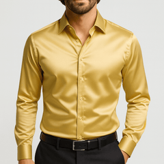 Gregory | Herren Slim Fit Business Stretchhemd in Gelb