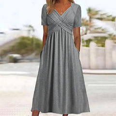 Jamaica - Elegantes Midikleid wit Bauchabdeckung in Grau