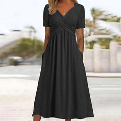 Jamaica - Elegantes Midikleid wit Bauchabdeckung in Schwarz