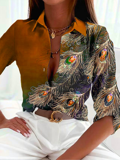 Nora - Bluse mit Federmuster für Damen
