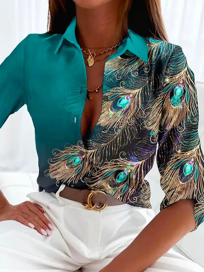 Nora - Bluse mit Federmuster für Damen