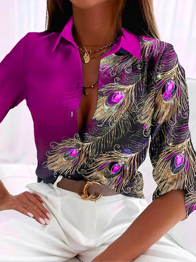 Nora - Bluse mit Federmuster für Damen