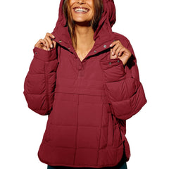 Tatiana | Pufferpullover in Bordeauxrot