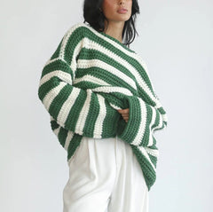 Freya - Strickpullover - Klassische Streifen in Grün