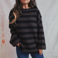 Freya - Strickpullover - Klassische Streifen in Schwarz