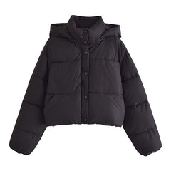 Rubyanne - Kapuzen-Pufferjacke - Gekürzter Stil in Schwarz