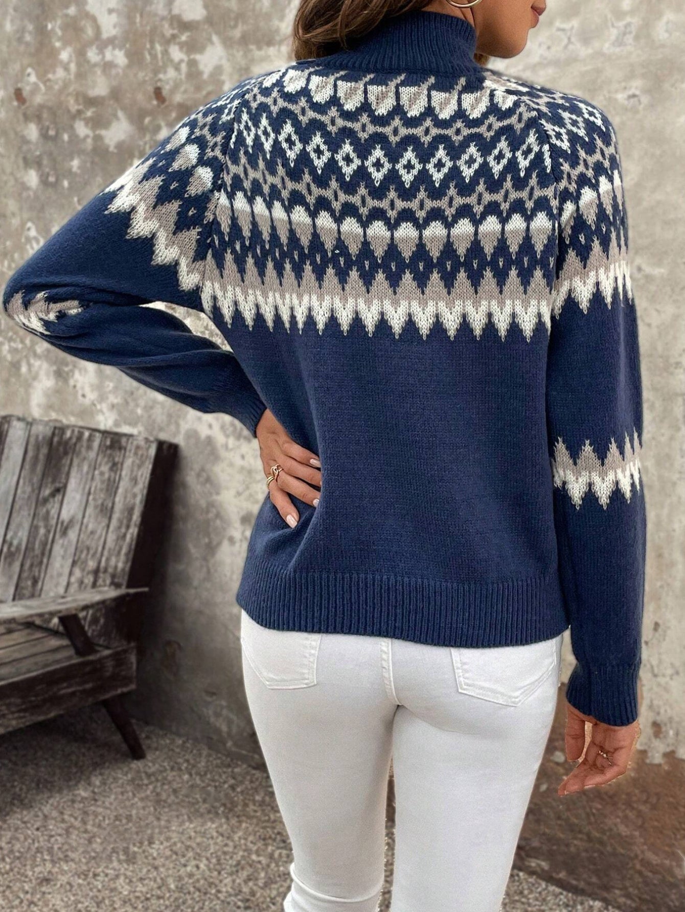 Giyann - Jacquard-Strickpullover - Gemütlicher Rollkragen