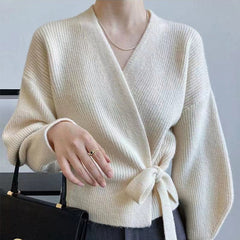 Leighanne - Strickpullover - Wickel-Stil in Beige
