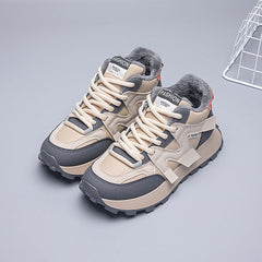 Damen Sportliche High-Top Sneakers mit kuscheligem Fleece-Futter und rutschfester Sohle in Grau