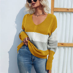 GRENZÜBERSCHREITENDER V-AUSSCHNITT PULLOVER | MODERNER STIL, KOMFORTABEL, VIELSEITIG in Gelb