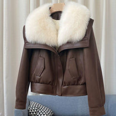 Vienna Fur Trim Jacket in Mocha