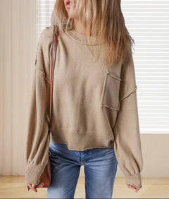 Damen LANGARM RUNDHALS STRICKPULLOVER | MODERNER STIL, KOMFORTABEL, VIELSEITIG in Beige
