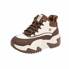 Damen Sportliche High-Top Sneakers mit kuscheligem Innenfutter in Beige