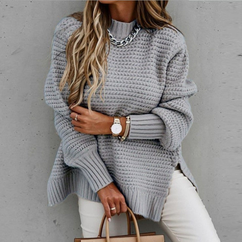 Damen ROLLRKAGEN PULLOVER | ELEGANTER SEITENSCHLITZ