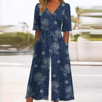 Floraler V-Ausschnitt Jumpsuit für Damen