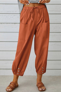 Tracy - Modische Haremshose mit Knopfdetail für einen trendigen Look in Orange
