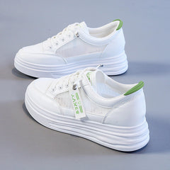 Damen Komfortable Sneaker mit atmungsaktivem Netz-Obermaterial und flexiblem Design in Weißgrün