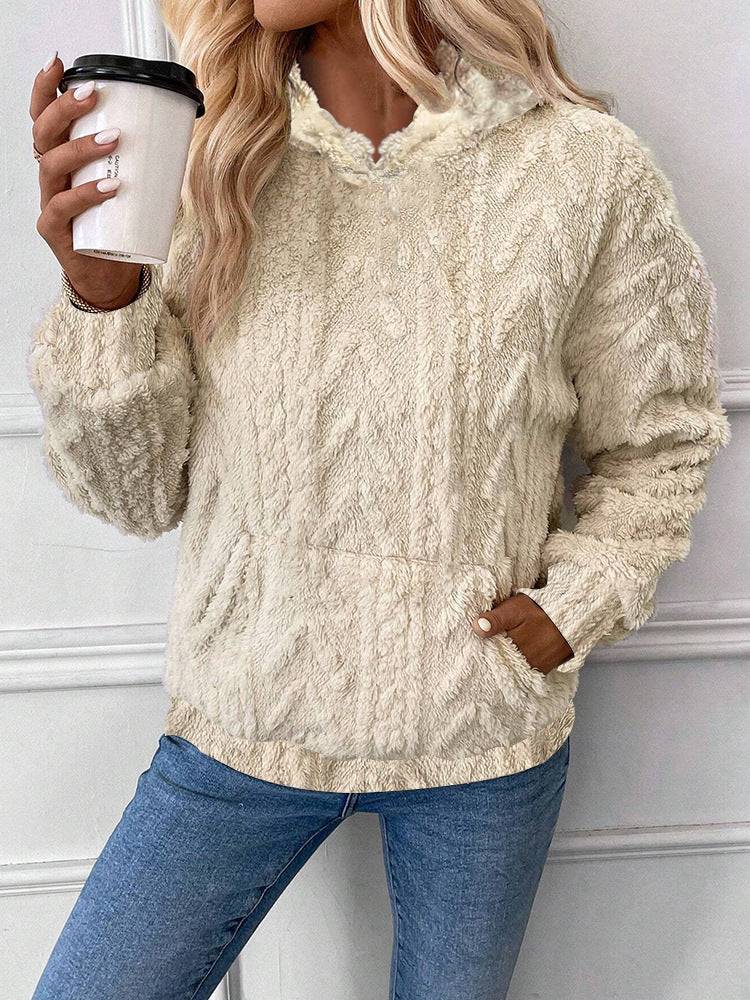DAME PULLOVER MIT KAPUZE | WEICHER PLÜSCH KOMFORT