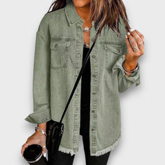 Karela – Klassische Jeansjacke in Olivgrün