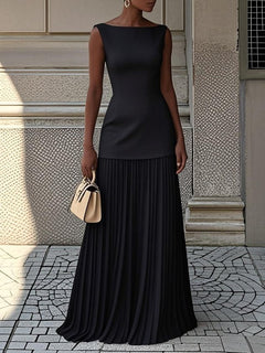 Serena - Faltenmaxikleid in SCHWARZ