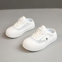Damen lässige Sneaker mit atmungsaktiver Mesh-Oberfläche und rutschfester Gummisohle in Weiß