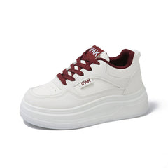 Damen Bequeme Plateau Sneakers mit hervorragender Dämpfung und atmungsaktivem Obermaterial in Weinrot