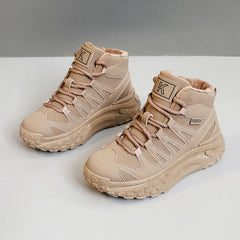 Damen modische Winter-Sneaker mit isolierendem Fleece-Futter und rutschfester Laufsohle in Khaki