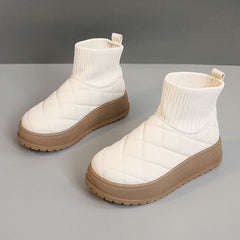 Damen Winter Sneakers mit isolierendem Fleece-Futter und rutschfester Sohle in Beige