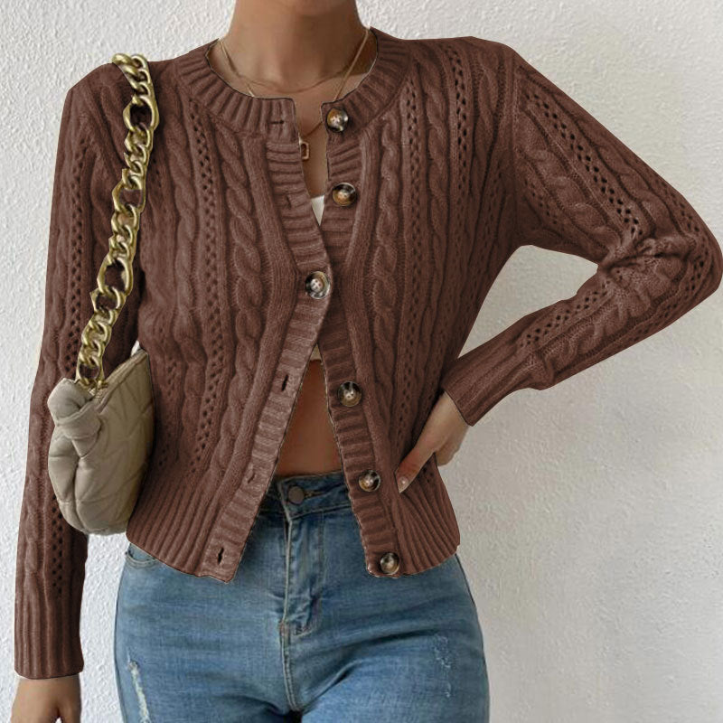 Trendige Strickjacke mit Knopfleiste für Damen | Langarm