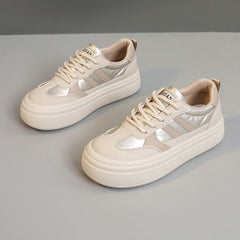 Damen Sneakers mit modischem Plateausohlen-Design und atmungsaktiver Oberfläche in Khaki