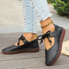 Damen Retro Dirndl Schuhe | Runde Spitze in Schwarz