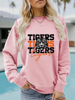 Damen Sweatshirt mit animalistischem Tiger-Design und lässigem Schnitt in Rosa