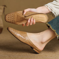 Clara | Damen Leder Mules elegant zeitlos in Khaki