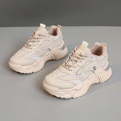Damen Sportliche Chunky Sneaker mit atmungsaktivem Mesh-Obermaterial in Khaki