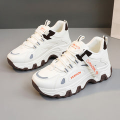 Damen modische Sneakers mit atmungsaktiver Struktur und dämpfender Laufsohle in Beige