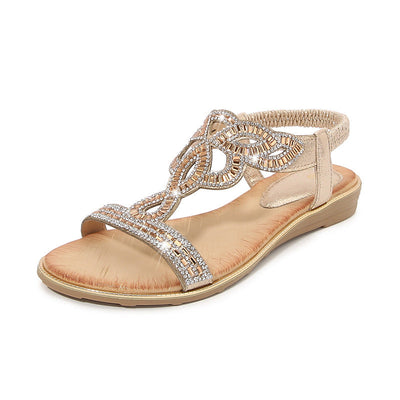 Wally | Handgefertigte goldene Sandale mit bequemer Passform