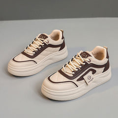 Damen modische Sneakers mit sportlichem Design und dämpfender Laufsohle in Camel