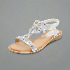 Wally | Handgefertigte goldene Sandale mit bequemer Passform in Silber