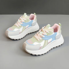Damen Sportliche Plateau-Sneaker mit trendiger Farbgebung und dämpfender Sohle in Pink