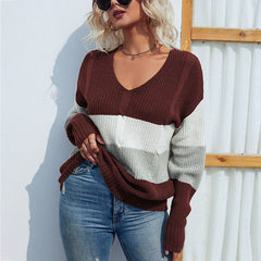 GRENZÜBERSCHREITENDER V-AUSSCHNITT PULLOVER | MODERNER STIL, KOMFORTABEL, VIELSEITIG in Weinrot
