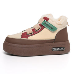 Damen Winterliche High-Top Sneakers mit bequemer Fleece-Wärmepolsterung und sportlichem Design in Khaki