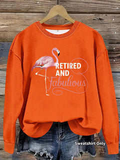 Damen Sweatshirt mit einzigartigem Flamingo-Motiv und inspirierendem Aufdruck in Orange