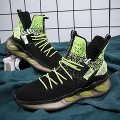 Herren Hochleistungs Basketball Sneakers mit atmungsaktivem Obermaterial in Schwarzgrün