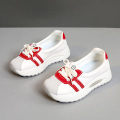 Damen bequeme Sneaker mit atmungsaktivem Obermaterial und dämpfender Laufsohle in Rot