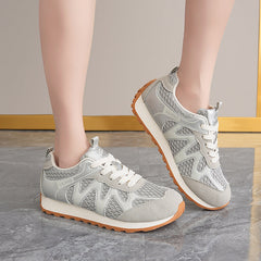 Damen Atmungsaktive Sport Sneakers mit rutschfester Sohle und dämpfendem Fußbett in Grau