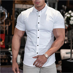 Manfred | Herren Elegantes Slim Fit Kurzarm Hemd in Weiß