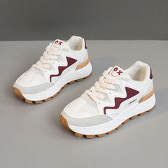Damen Sportliche Freizeitsneaker mit atmungsaktiver Mesh-Oberfläche und dämpfender Laufsohle in Weinrot
