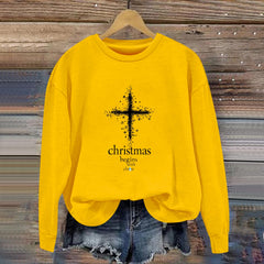 Damen Sweatshirt mit christlichem Motiv und weichem Innenfutter in Gelb